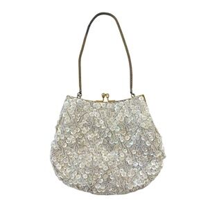 Vintage Du Val White Cream Sequin Beaded Women's Bag